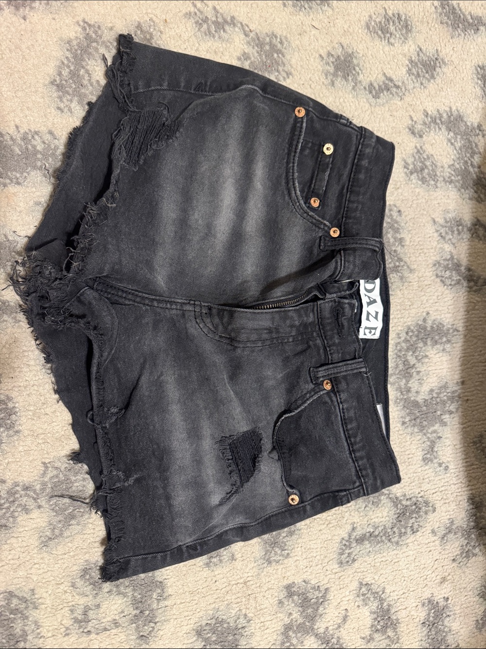 DAZE Black Distressed High-Rise Jean Shorts